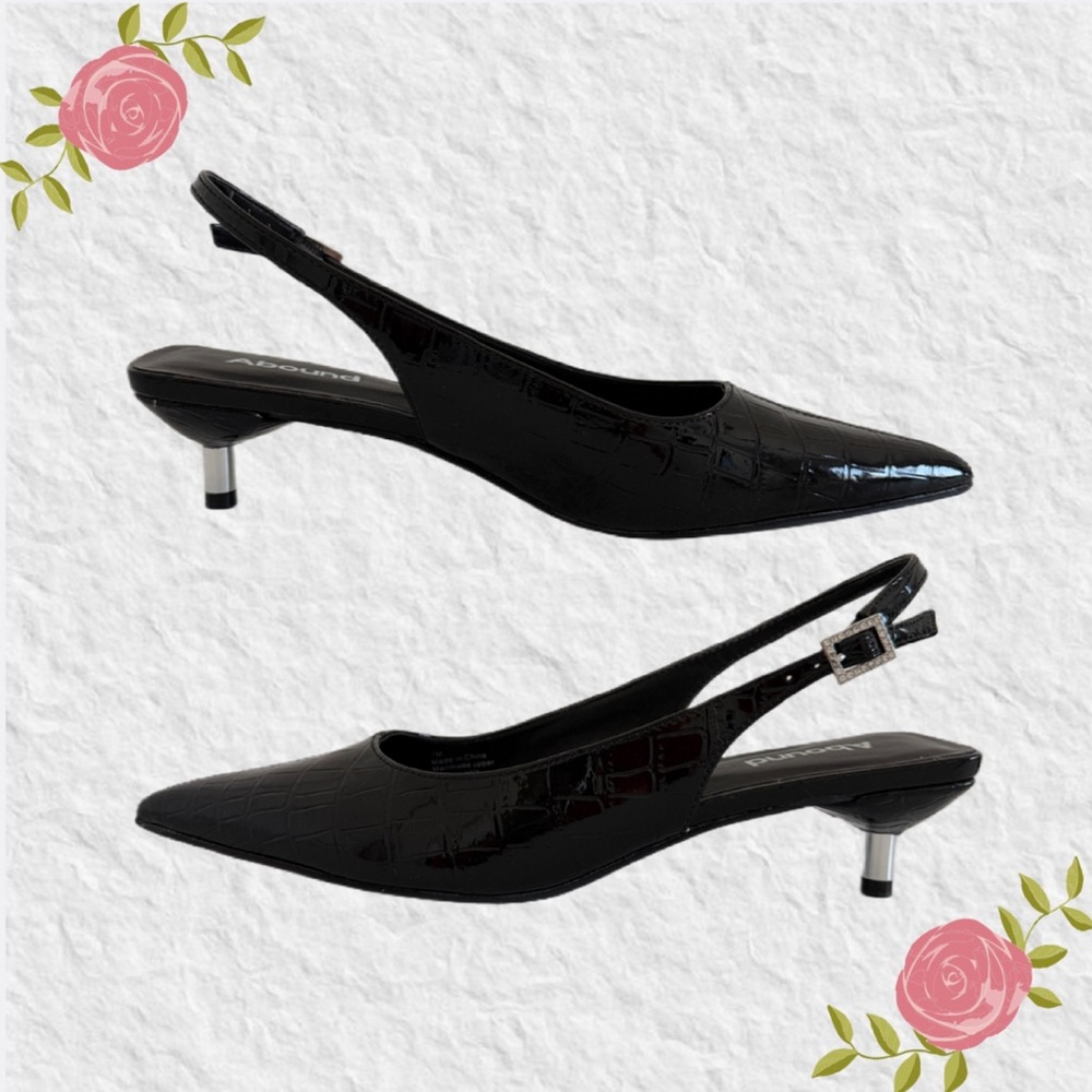 New Abound Lidia Black Slingback Kitten Heel Pump - Picture 7 of 10